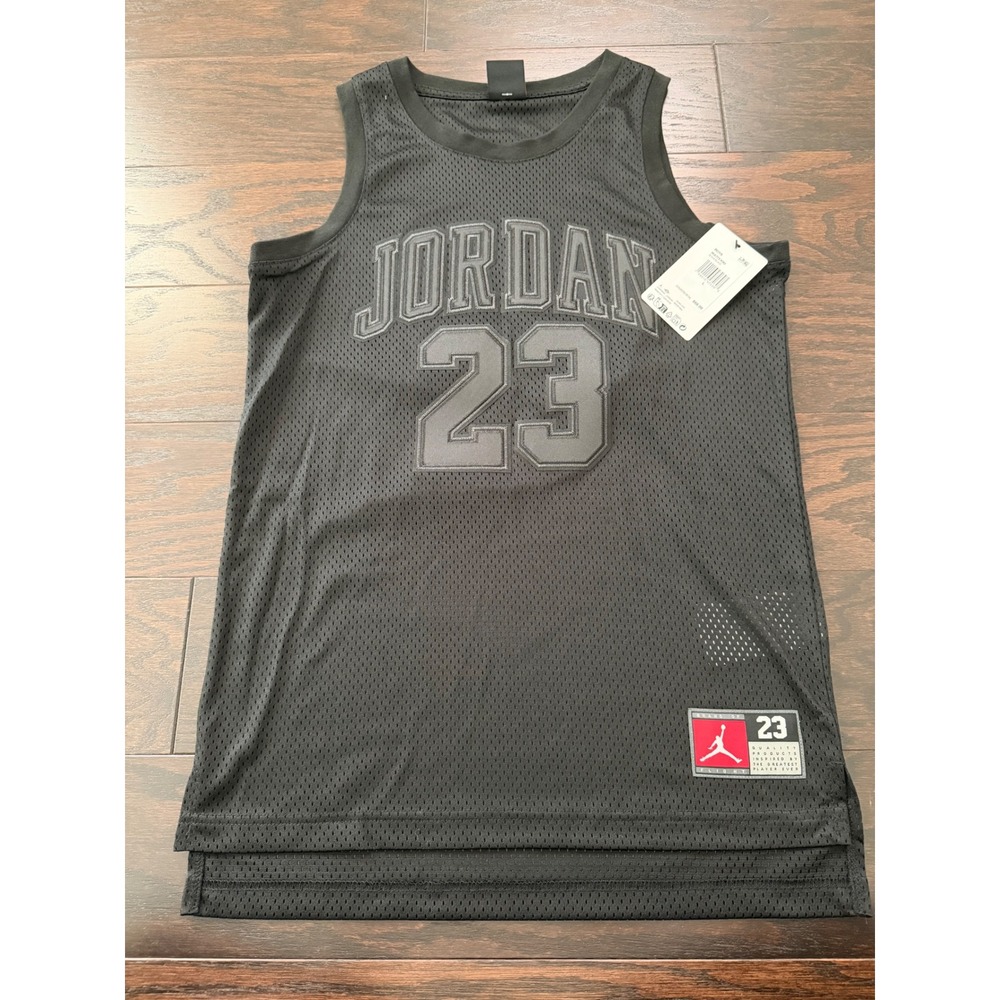 Jordan 23 Mesh Basketball Jersey Kids Large 12-13Y Black Sleeveless Shirt New